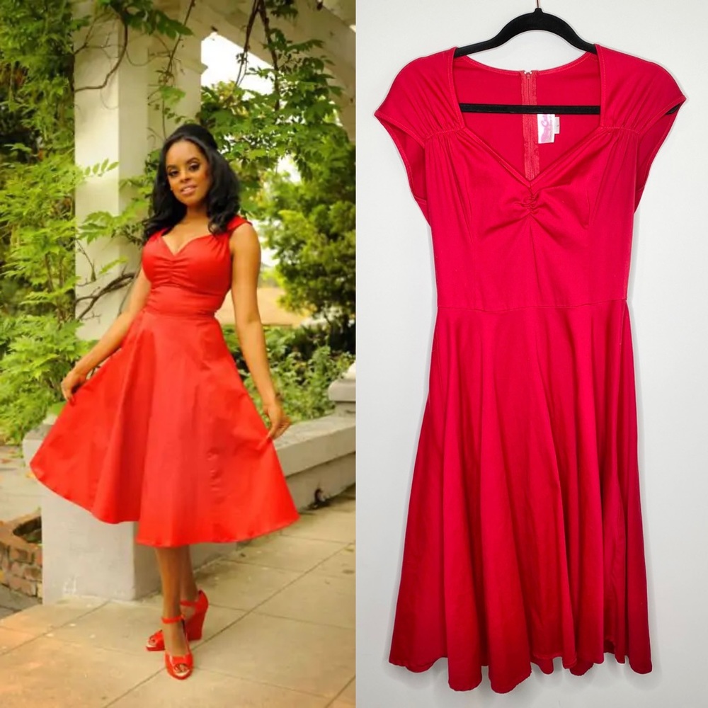 SOLD Pinup Couture Heidi Dress in Red